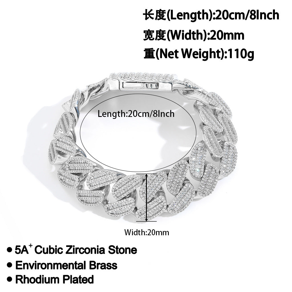 Hip Hop Light Luxury Cuban Link Bubble Cubic Zirconia Bracelet for Men