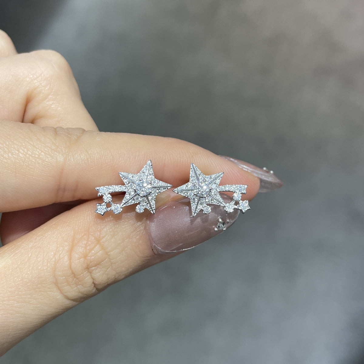 Moissanite Star Stud Earrings, 18K Gold Plated S925 Silver Comet Drop Earrings for Women product image