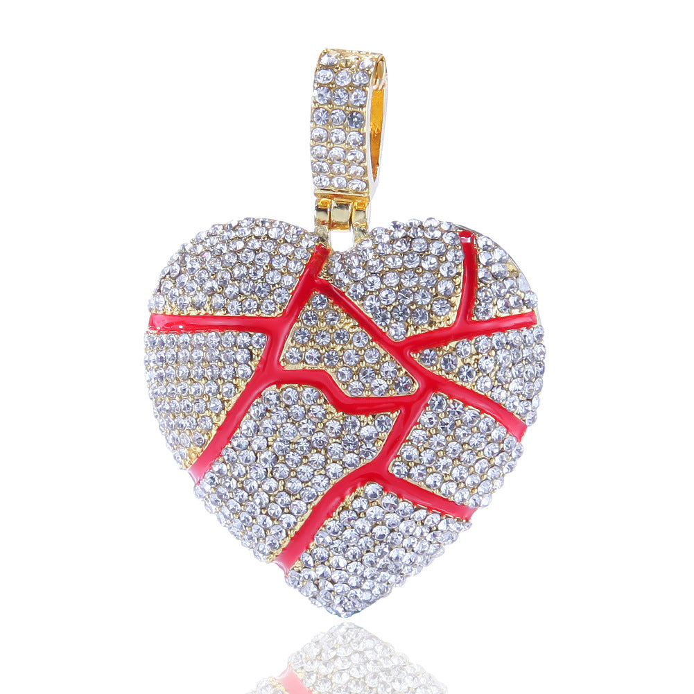 Iced Broken Heart Pendant Necklace for Women & Men – Gold or Silver Tone Hip Hop Statement Chain with Stainless Steel Twist or Cuban Chain