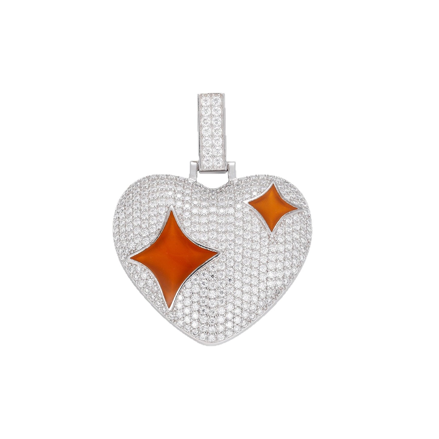 Iced Out Heart Moissanite Pendant Necklace in White Gold Tone product image