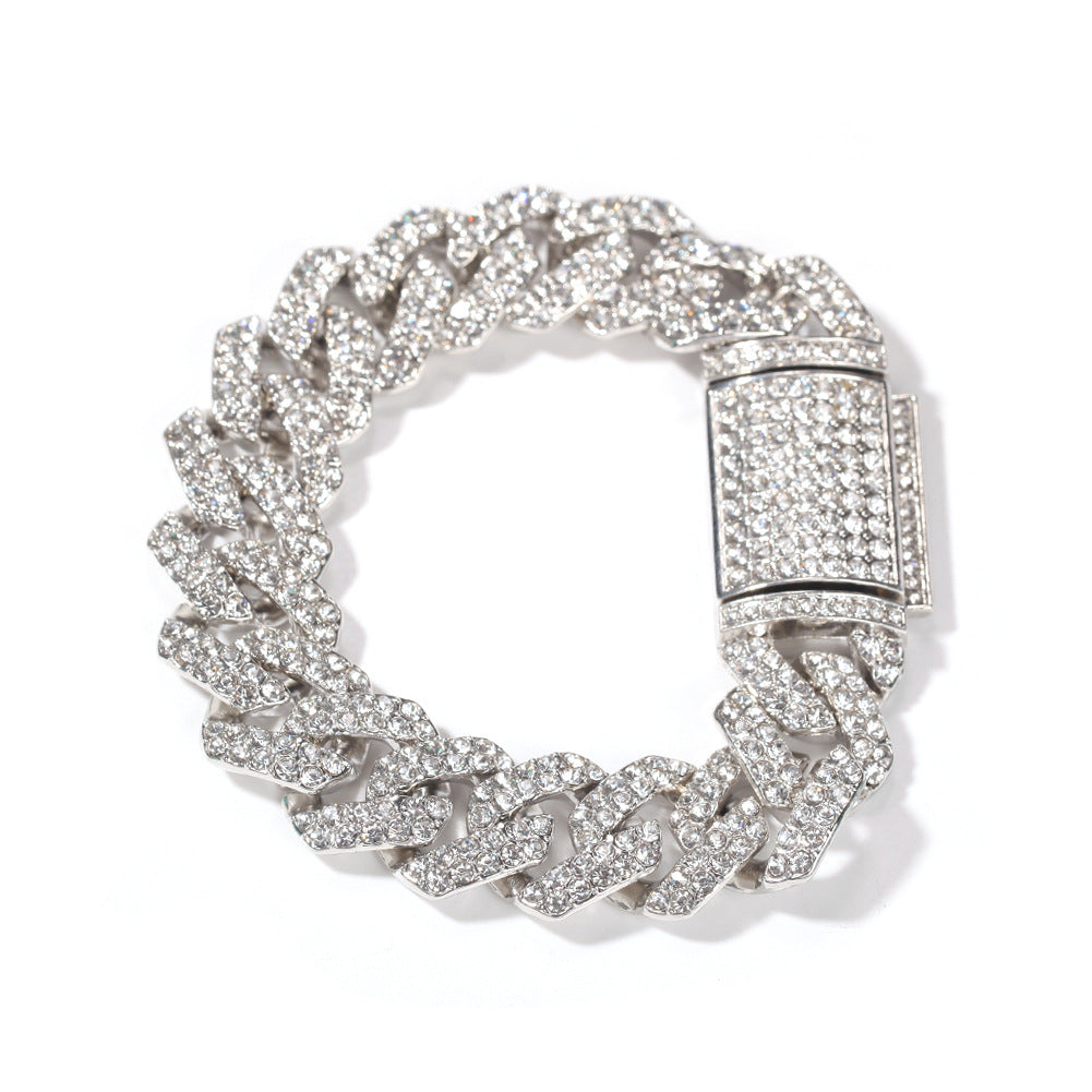 Iced Out Cuban Link Chain Bracelet for Women & Men – Gold Plated or Silver Plated Statement Hip Hop Bracelet product image