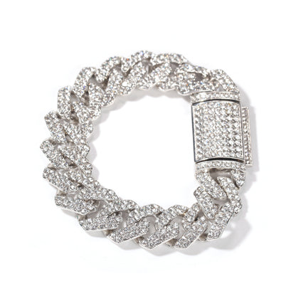 Iced Out Cuban Link Chain Bracelet for Women & Men – Gold Plated or Silver Plated Statement Hip Hop Bracelet