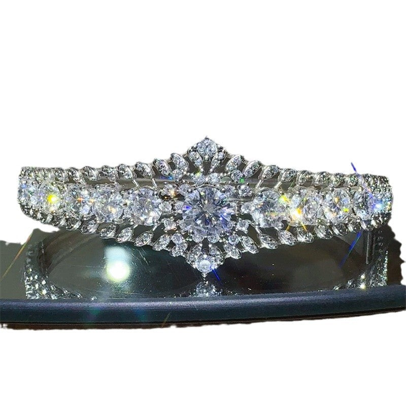VVS1 Moissanite Tennis Bracelet for Women, 6 Carat White-Tone Floral Cluster Bangle product image
