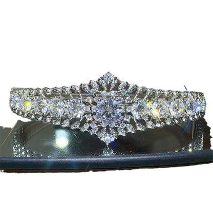 VVS1 Moissanite Tennis Bracelet for Women, 6 Carat White-Tone Floral Cluster Bangle