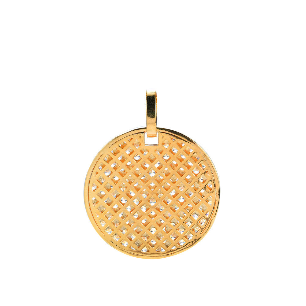 Hip Hop Minimalist Geometric Round Cubic Zirconia Pendant Necklace for Men and Women