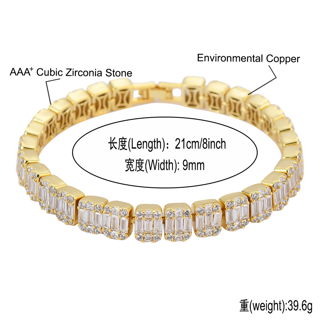 Hip Hop Iced Link Copper Bracelet for Men
