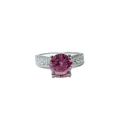 Pink Moissanite Halo Ring for Women, 2 Carat or 3 Carat Engagement Style Ring