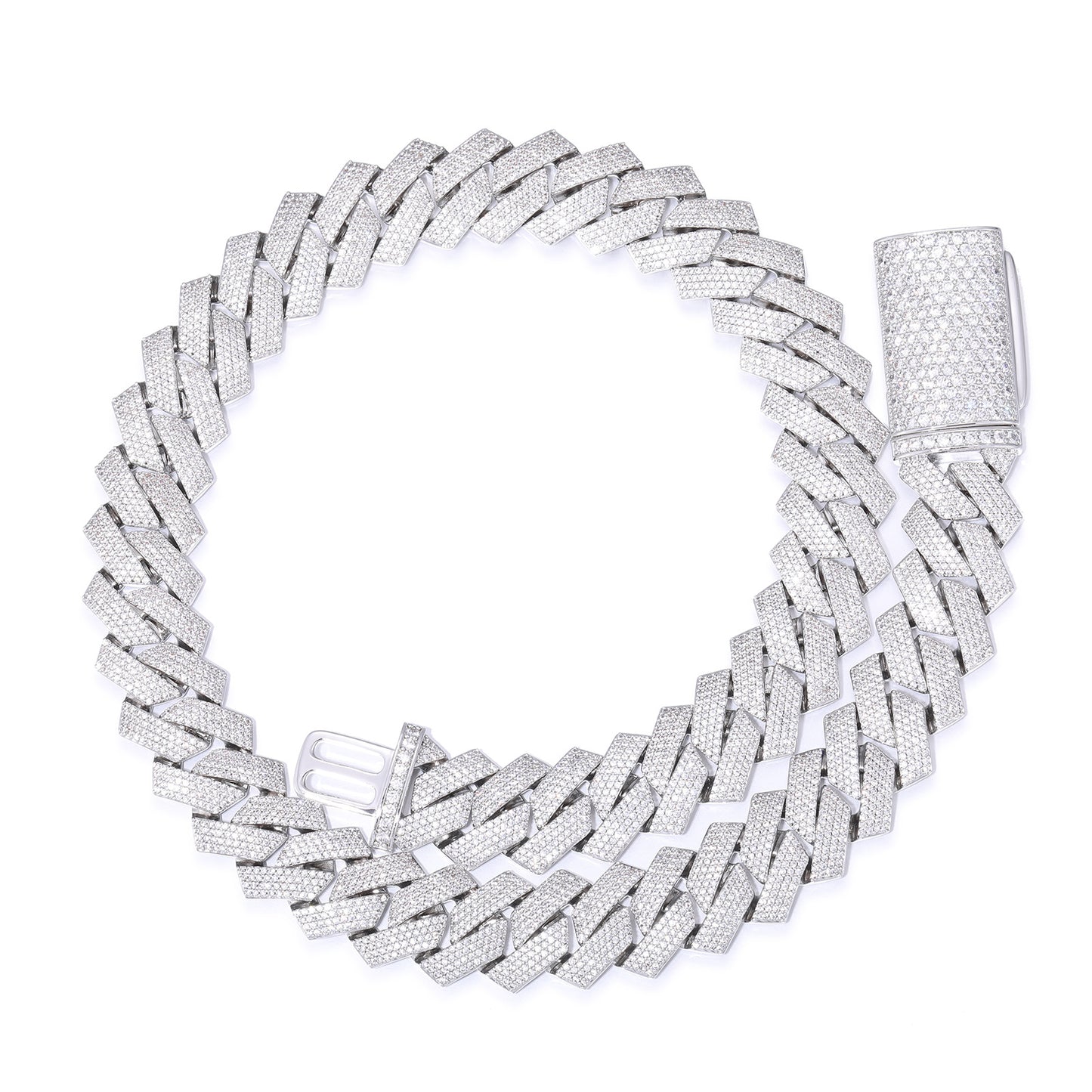 Iced Out Cuban Link Chain Necklace or Bracelet with Cubic Zirconia Diamond Shape Links for Men and Women product image