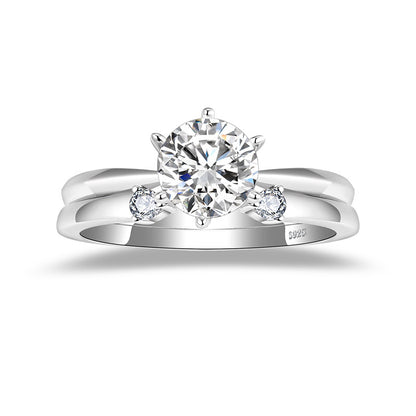 S925 Moissanite Open Ring for Women, Double Stone Promise Ring