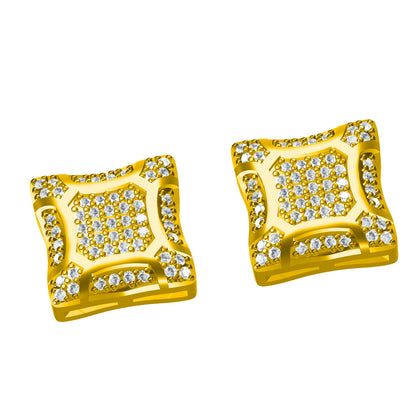 Unisex Iced Out Block Stud Earrings