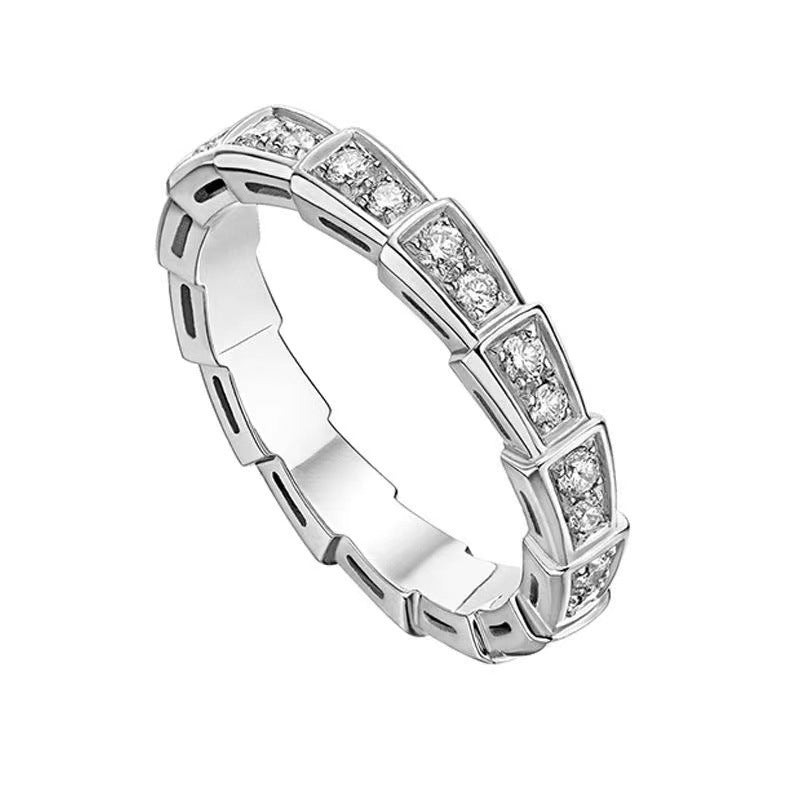 Moissanite Stackable Ring for Women - Tulip, Snake Bone & Butterfly Bow Row Ring, White-Tone Band, Sizes 9-19 product image