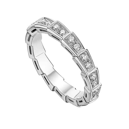 Moissanite Stackable Ring for Women - Tulip, Snake Bone & Butterfly Bow Row Ring, White-Tone Band, Sizes 9-19