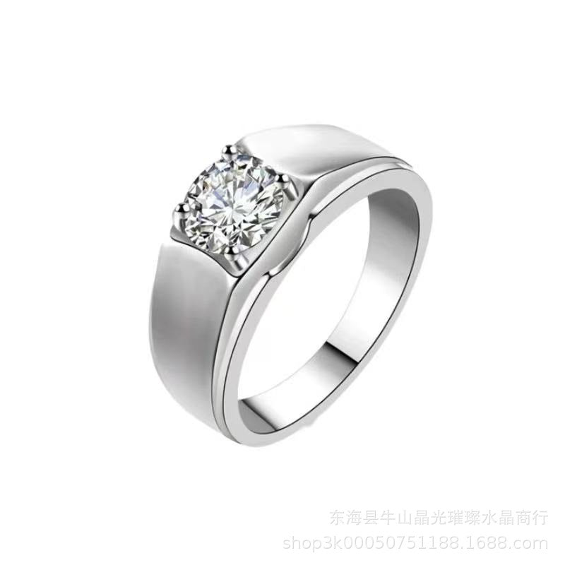 Men’s VVS Moissanite Ring - Classic Solitaire Band in 0.5ct, 1ct, 2ct Sizes