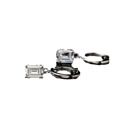 Emerald Cut VVS Moissanite Drop Hoop Earrings
