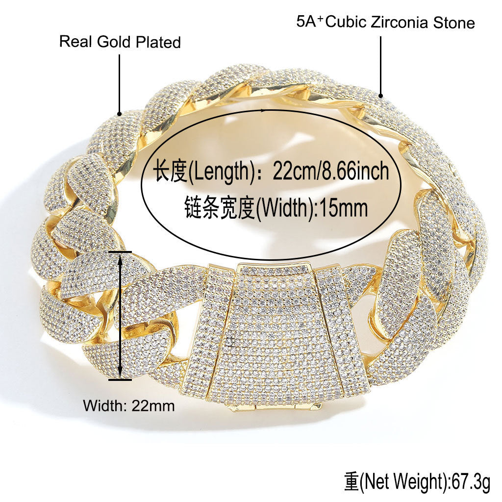 Hip Hop Cuban Link Bubble Copper Bracelet for Men
