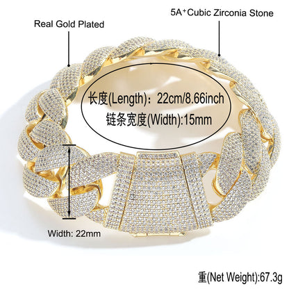 Hip Hop Cuban Link Bubble Copper Bracelet for Men