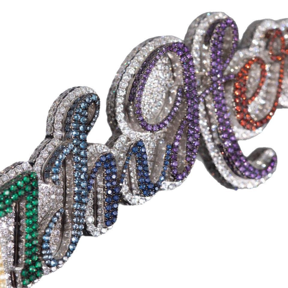Iced Out Letter Pendant Cuban Link Chain Necklace in Silver Tone for Women and Men product image