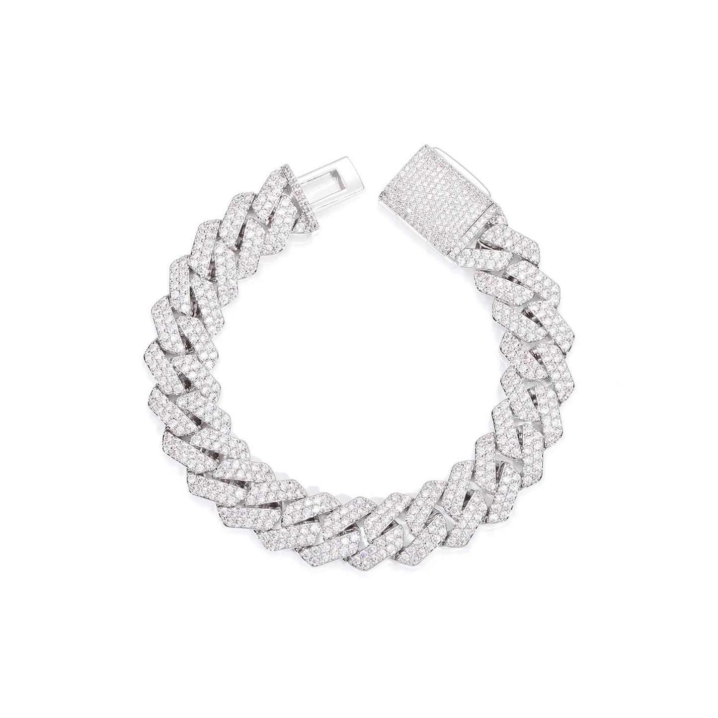 Iced-Out Cuban Link Bracelet, Chunky Hip Hop Chain Bracelet, Zircon Pavé Unisex product image