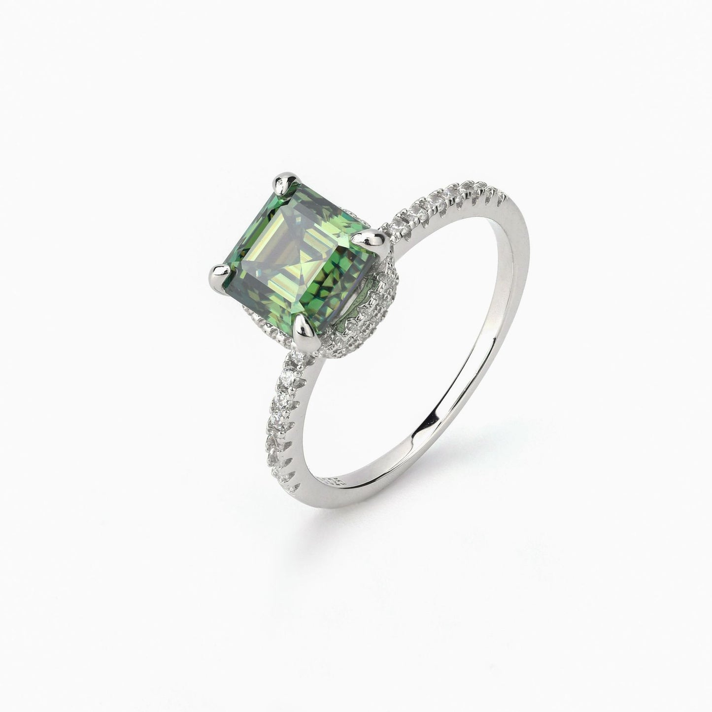 2.5 Carat Green Asscher Cut Moissanite Ring product image