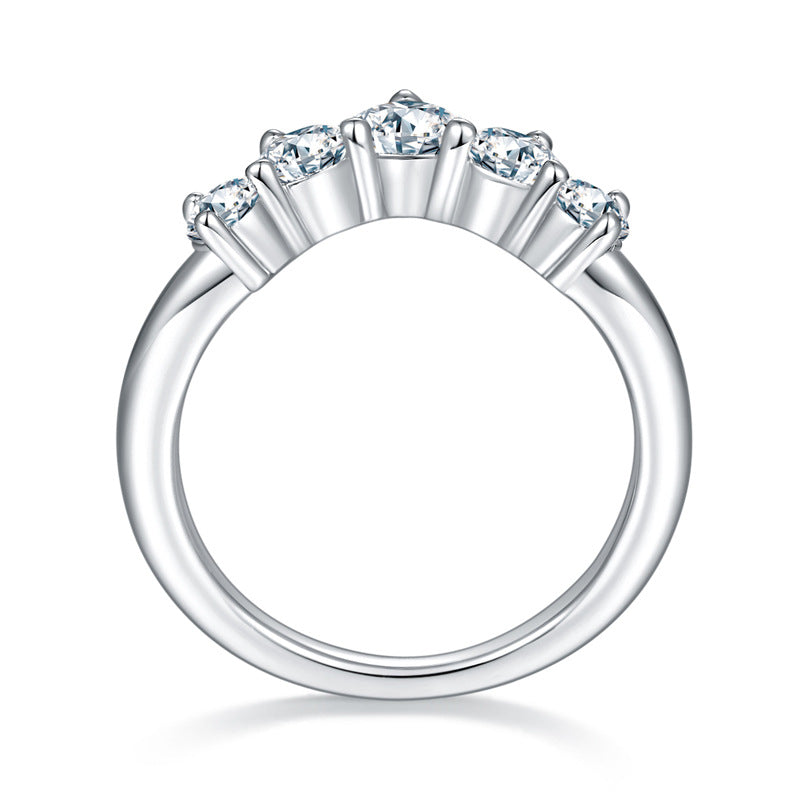 Moissanite V-Shape Cluster Ring, 925 Silver, 18K Gold Plated product image