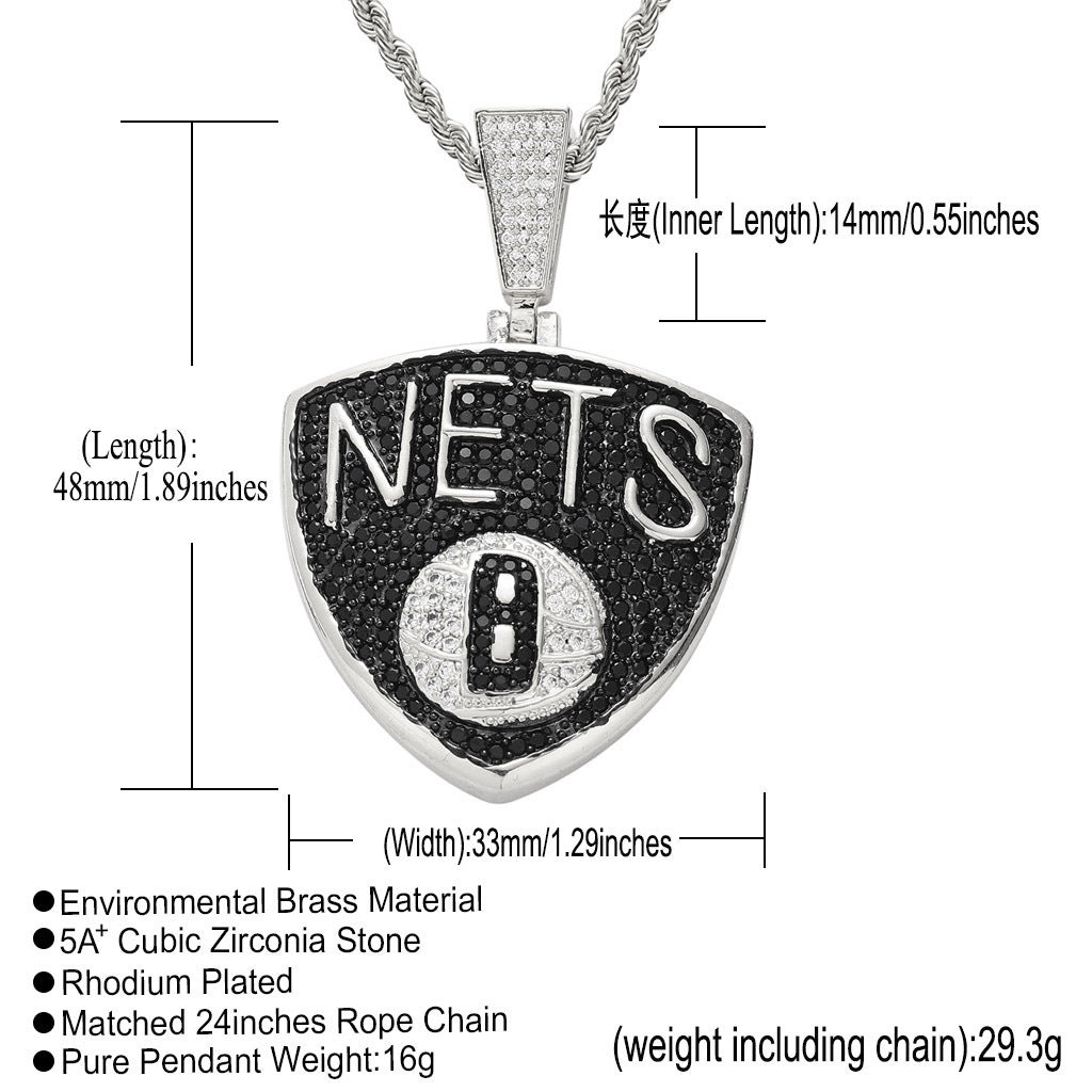 Hip Hop Letter Cubic Zirconia Pendant Necklace for Men and Women