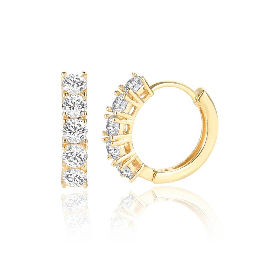 Round CZ Hoop Hip Hop Earrings with Copper Base - EAR012 product image