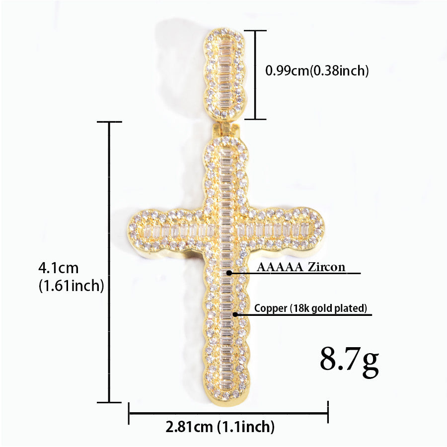 Iced Out Cross Pendant Necklace for Men Unisex Hip Hop Statement
