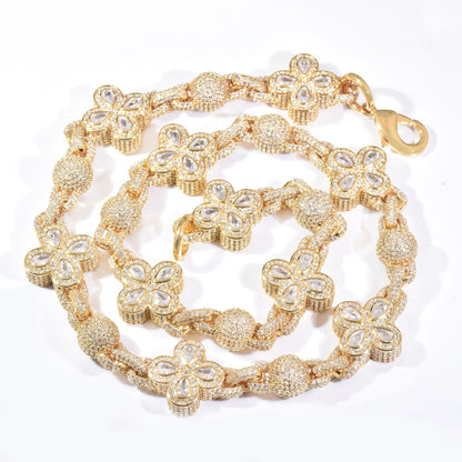 Unisex Iced Out Flower Statement Necklace