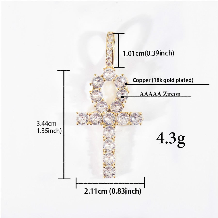 Iced Out Cross Pendant Necklace Unisex Hip Hop Statement Jewelry