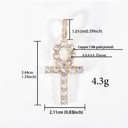 Iced Out Cross Pendant Necklace Unisex Hip Hop Statement Jewelry
