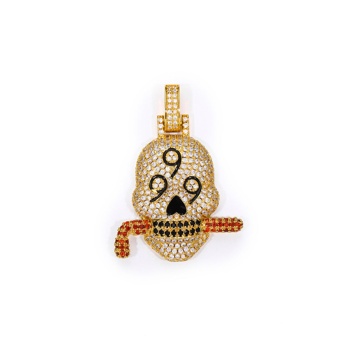Iced Out Skull Pendant Necklace with Rope Chain, Cubic Zirconia Hip Hop Statement Chain for Men & Women product image