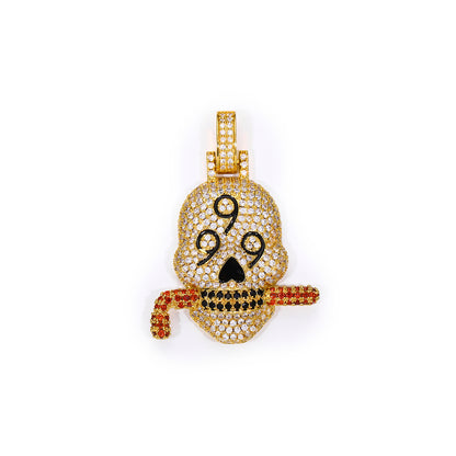 Iced Out Skull Pendant Necklace with Rope Chain, Cubic Zirconia Hip Hop Statement Chain for Men & Women