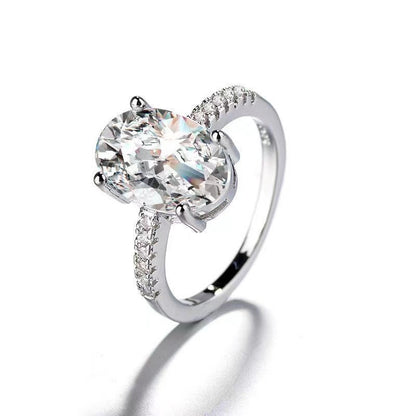 Oval Cut Moissanite Ring with Pavé Band for Women, European American Style Promise Ring