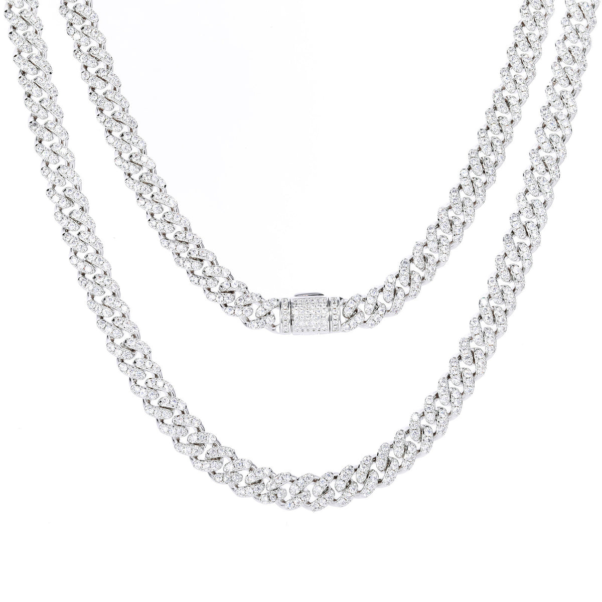 925 Silver Moissanite Cuban Link Chain Necklace for Men & Women - Iced Out Hip Hop Statement Necklace product image