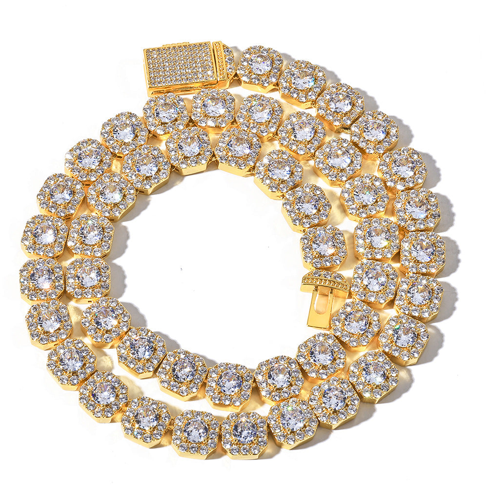 10-12 mm Square Halo CZ Link Copper Necklace - CHA091 product image