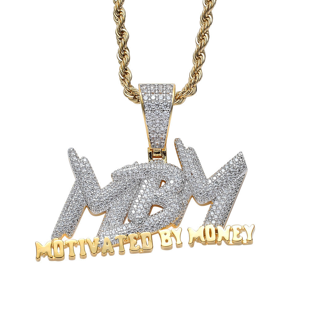 Hip Hop Minimalist Letter Copper Pendant Necklace for Men and Women