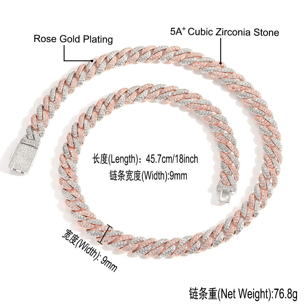 Hip Hop Cuban Link Cubic Zirconia Necklace for Men