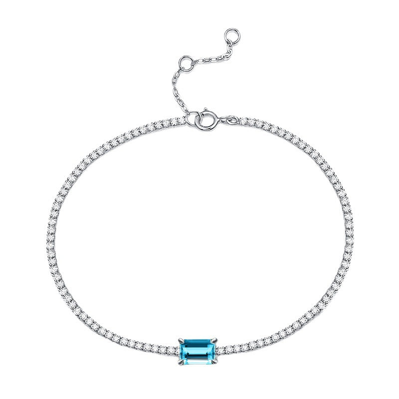 Lab-Grown Emerald Tennis Bracelet, S925 White Gold Plated Bracelet product image
