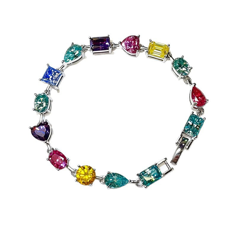 Colorful Irregular Stone Tennis Bracelet for Women, Full Link Bracelet in 16cm 17cm 18cm product image