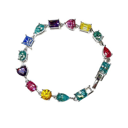 Colorful Irregular Stone Tennis Bracelet for Women, Full Link Bracelet in 16cm 17cm 18cm