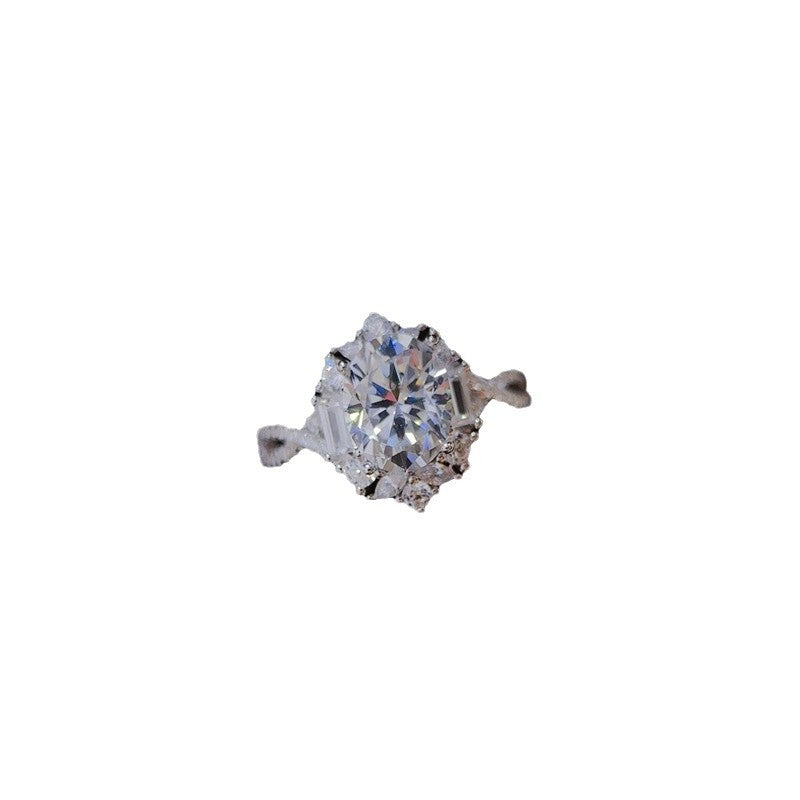 Oval Moissanite Halo Ring 2 Carat Engagement Ring for Women product image