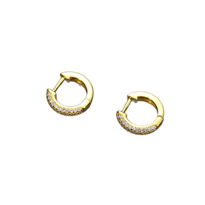 Unisex Silver Tone Round Hoop Earrings with Moissanite Accent Stones
