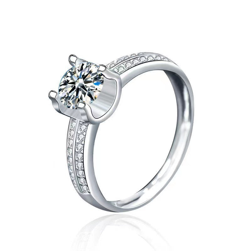 Yellow Moissanite Crown Ring Double Row Pavé Band Engagement Style Ring product image