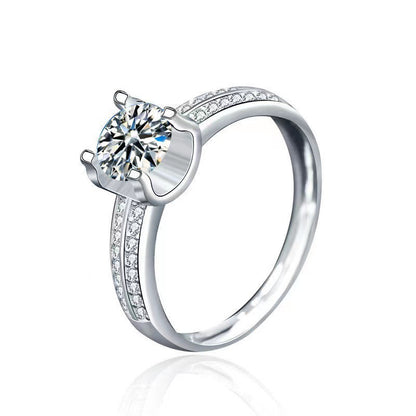 Yellow Moissanite Crown Ring Double Row Pavé Band Engagement Style Ring
