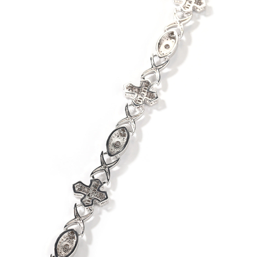 Men’s Iced Evil Eye Cross Bracelet in Gold or Silver Tone with Cubic Zirconia product image