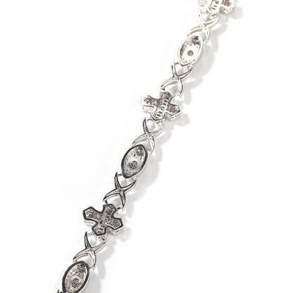 Men’s Iced Evil Eye Cross Bracelet in Gold or Silver Tone with Cubic Zirconia