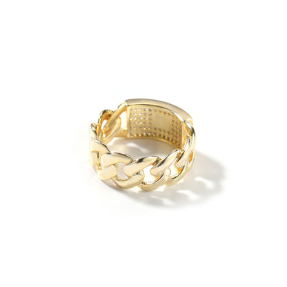 Unisex 14K Gold Plated Square Cubic Zirconia Statement Ring