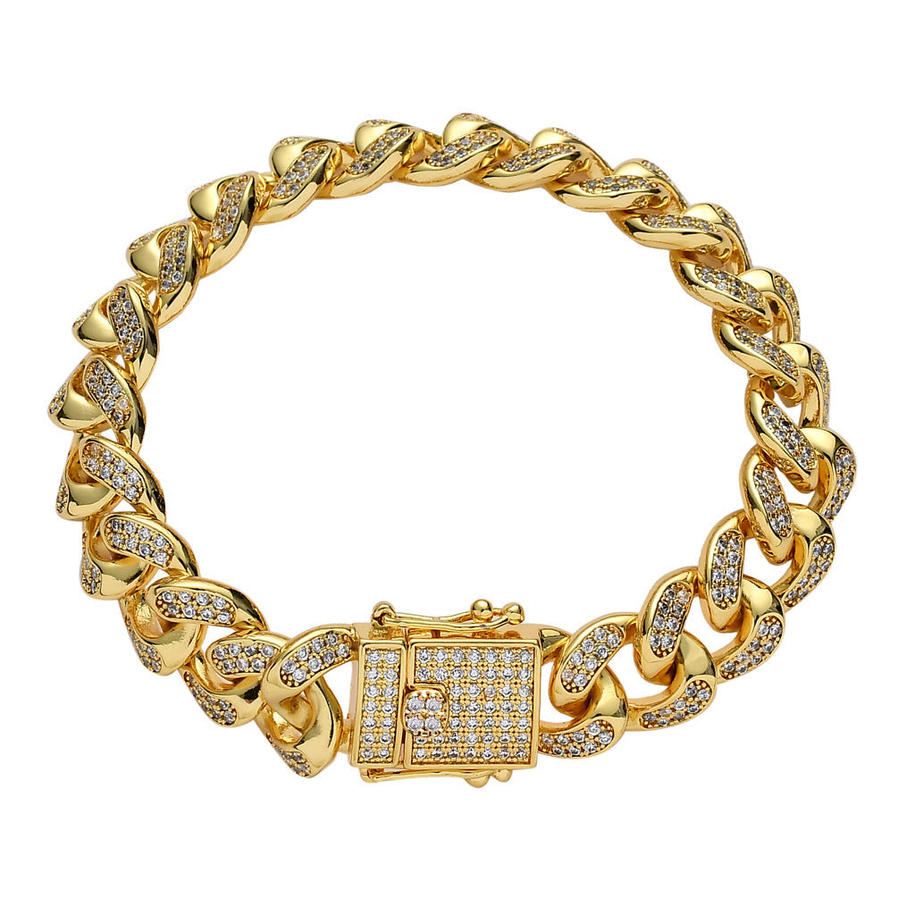 Hip Hop Iced Link Cubic Zirconia Bracelet for Men and Women