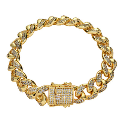 Hip Hop Iced Link Cubic Zirconia Bracelet for Men and Women