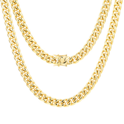 Unisex Cuban Link Chain Necklace in Titanium Steel, Gold or Steel Tone Hip Hop Statement Chain